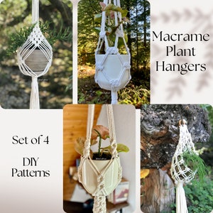 SET of 4 bestsellers pdf patterns Macrame plant hanger, plant hanger DIY, macramé pattern beginner, DIY macrame, how to plant hanger