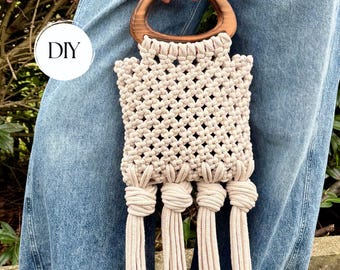 Macrame Bag PDF Pattern, DIY Macrame Boho Purse, Bohemian Style Handmade Bag Written Instructions, Digital Download