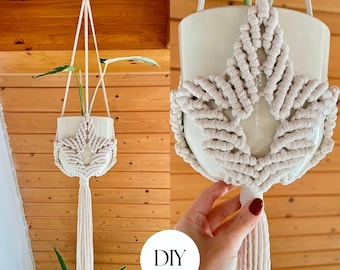 DIY Macrame Plant Hanger Pattern, Leaf Macrame Hanging Planter, Macrame Pattern, Instant Download, Christmas Gift Idea