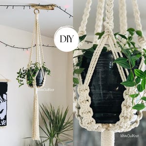 Mönster för makraméblommande växthängare i PDF-format | Boho hängande växtlåda DIY-handledning | Eklektisk inredning | Digital nedladdning