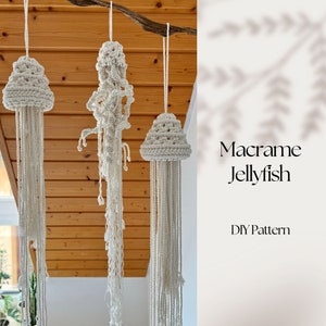 Jellyfish Macrame DIY Pattern, Macrame PDF Pattern, passo a passo padrão macrame para iniciantes, download instantâneo padrão escrito