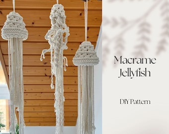 Jellyfish Macrame DIY Pattern, Macrame PDF Pattern, Step by Step macrame pattern for beginners, Instant Download Written Pattern