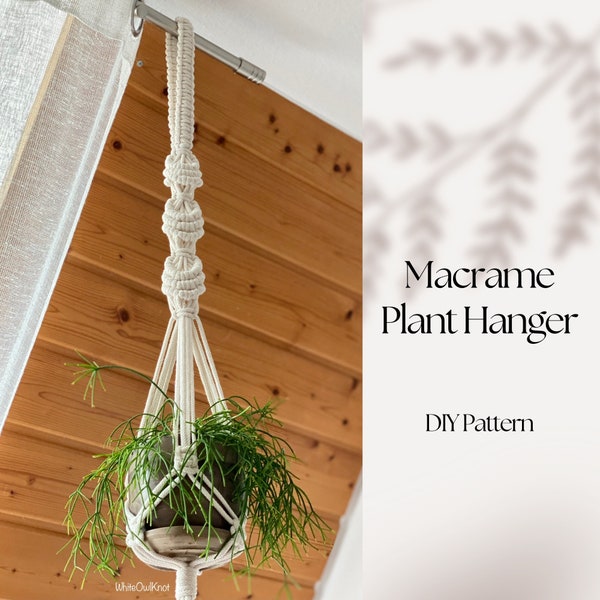 DIY Macrame plant hanger PDF pattern, Shells Hanging Planter Tutorial Instructions, BEGINNER Macramé, Instant Download, Gift Idea