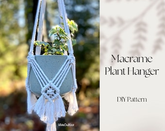 DIY Macrame Plant Hanger Patroon, Plant Hanger PDF, Tutorial, Macrame Fiber Arts Patroon, BEGINNER Macramé, Instant Download