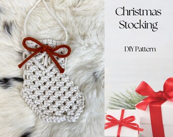 Christmas Stocking DIY Pattern, eBook Macrame Christmas Ornament, Christmas Decoration Macrame Pattern PDF instructions