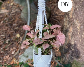Macrame plant hanger PDF pattern, spiral plant hanger DIY, macramé pattern beginner, DIY macrame, step by step, how to plant hanger