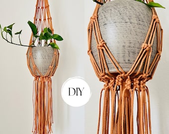 Macrame Plant Hanger PDF Pattern, Brown Home Accents, Digital Download DIY Written Instructions