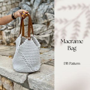 Macrame Bag PDF Pattern, DIY Macrame Boho Purse, Handbag Pattern, Macrame Tote Bag Pattern, How to Macrame Bag, Modern Bag Macrame Pattern