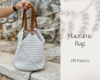 Macrame Bag PDF Pattern, DIY Macrame Boho Purse, Handbag Pattern, Macrame Tote Bag Pattern, How to Macrame Bag, Modern Bag Macrame Pattern