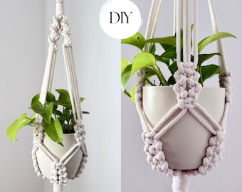 DIY macrame plant hanger, macrame pattern, macrame plant hanger pdf pattern, macrame tutorial, macrame plant hanger how to, gift idea