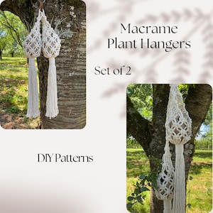 SET of 2 Macrame Patterns, Macrame Double Pod Planter, Macrame Plant Hanger Tutorial, Digital Download, Air Plant Nest COSY POD Pattern