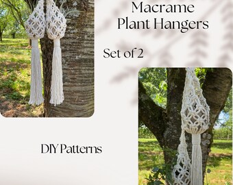 ENSEMBLE de 2 motifs en macramé, jardinière en macramé à double gousse, tutoriel de cintre en macramé, téléchargement numérique, nid de plantes à air COSY POD Pattern