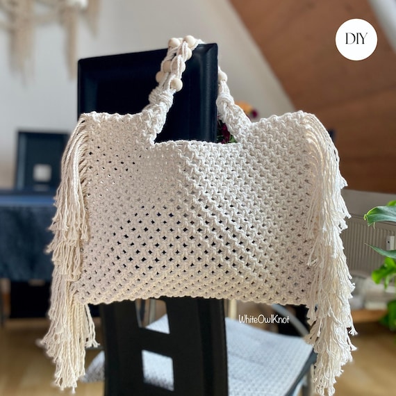 Macrame Market Bag Macrame Tote Bag Tutorial DIY Patrón De Macramé