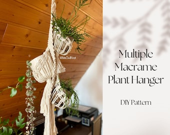 PDF pattern Macrame plant hanger, multiple plant hanger DIY, macramé pod planter pattern, DIY macrame, step by step, how to plant hanger