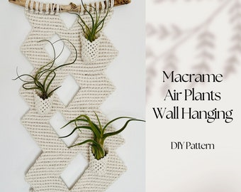 Macrame Wall Hanging PDF pattern, Air Plant Terrarium, Plant lover gift idea
