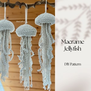 DIY pattern Macrame Jellyfish, Macrame PDF Pattern, Step by Step macrame pattern for beginners, Digital Download Written Pattern