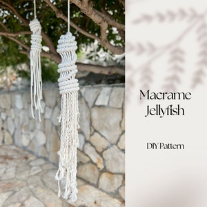 Padrão Macrame Jellyfish PDF, arte de criaturas oceânicas, escultura de arte em fibra 3D, decoração com tema oceânico, obra de arte náutica, vida marinha, download instantâneo