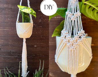 DIY Short Macrame Plant Hanger Pattern for Trailing Plants | Detailed Macrame Tutorial | Instant Download | Creative Plant Lovers Gift Idea
