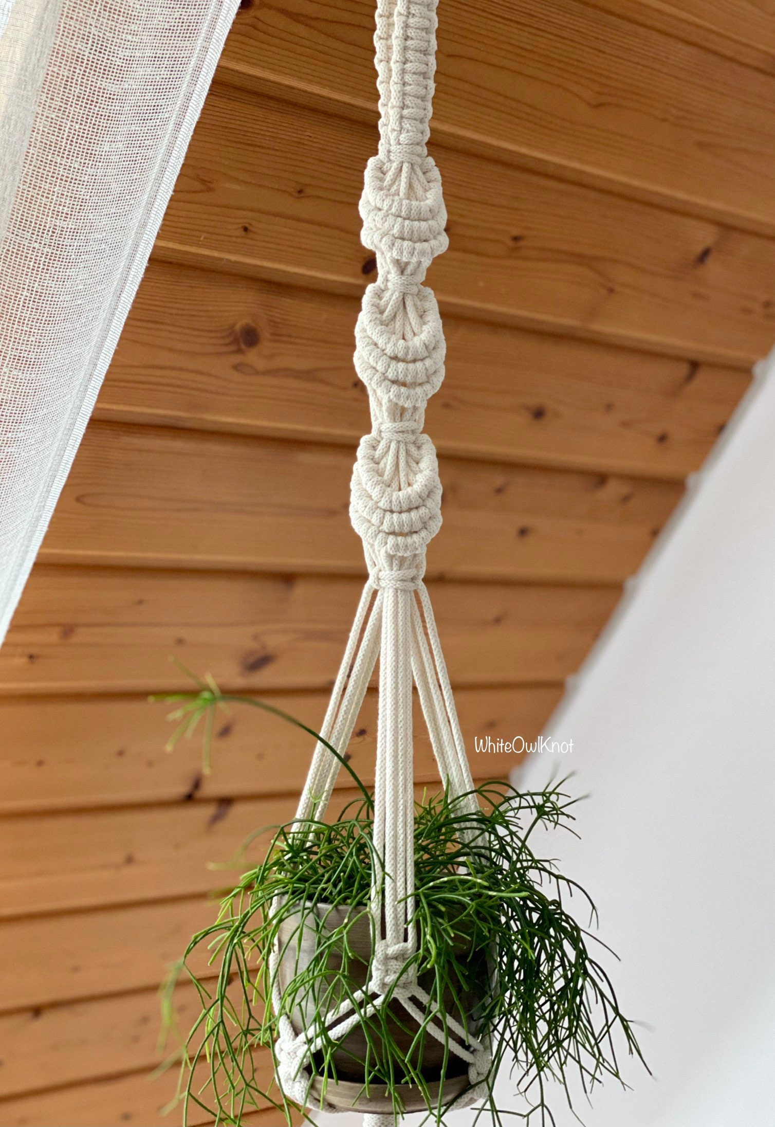 DIY Macrame Plant Hanger PDF Pattern, Shells Hanging Planter Tutorial ...