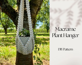 Zonder kwastje aan de onderkant Macrame Plant Hanger, Macrame Patroon, Boho Geen Staart Hangende Plantenbak, Boerderij Cadeau, Digitaal DIY Geschreven Patroon