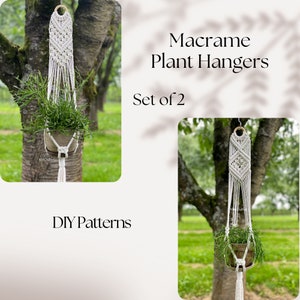 DIY Set of 2 Macrame Plant Hangers,  Geometric DIY Macrame, Macrame Pattern, Step-by-Step Beginner Friendly DIY, Handmade Gift Idea