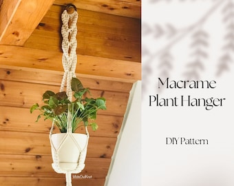 PDF pattern Macrame spiral plant hanger, DIY, macramé pattern beginner, DIY macrame, step by step, how to plant hanger