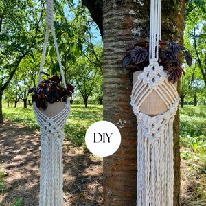 Patrón PDF para macramé colgante, macramé colgante con rombos, patrón de macramé para principiantes, macramé DIY, instrucciones paso a paso, idea de regalo