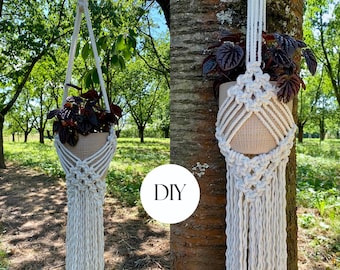 PDF Pattern Macrame Plant Hanger, Rhombus Plant Hanger DIY, Macramé Pattern Beginner, DIY Macrame, Step by Step Instructions, Gift Idea