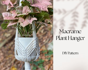 DIY Pattern Macrame plant hanger, plant hanger DIY, macramé pattern beginner, DIY macrame, step by step, how to plant hanger, Christmas gift