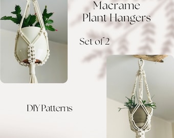 Set of 2 Eclectic Macramé Plant Hanger DIY Patterns: Decorate with Style! Perfect for Beginners | Unique Home Decor and Thoughtful Gift