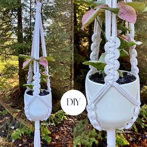 DIY Macrame plant hanger PDF pattern, Tutorial Instructions, Macrame Fiber Arts Pattern, BEGINNER Macramé, Instant Download, Gift Idea