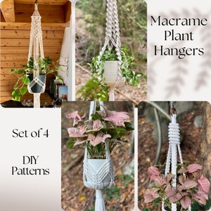 SET of 4 bestsellers pdf patterns Macrame plant hanger, plant hanger DIY, macramé pattern beginner, DIY macrame, how to plant hanger