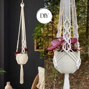 DIY Macrame plant hanger PDF pattern, Tutorial Instructions, Macrame Fiber Arts Pattern, BEGINNER Macramé, Instant Download, Gift Idea