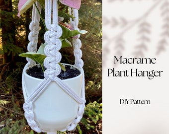 DIY Macrame plant hanger PDF pattern, Tutorial Instructions, Macrame Fiber Arts Pattern, BEGINNER Macramé, Instant Download, Gift Idea