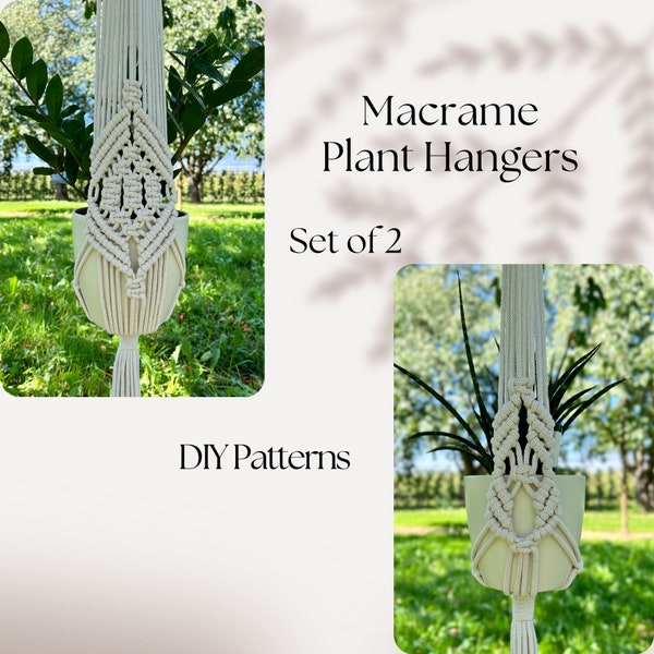 DIY Pattern Set for Boho Plant Macrame Hangers - Elevate Your Decor. Diamond Hanging Planters. Perfect for Beginners. Great Gift Ideas