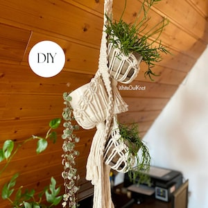 PDF pattern Macrame plant hanger, multiple plant hanger DIY, macramé pod planter pattern, DIY macrame, step by step, how to plant hanger