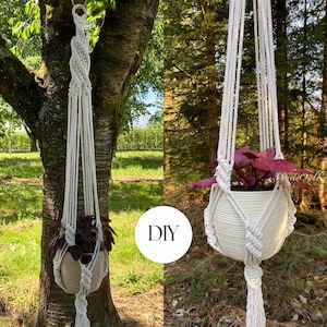 PDF Macrame plant hanger pattern, Spiral macrame plant hanger pattern, Home decor DIY instructions, How to plant hanger, Gift idea