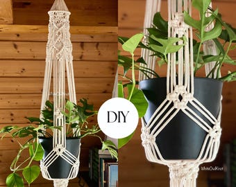 DIY Makramee Pflanzenampel PDF Muster, Makramee Muster Anfänger, DIY Makramee, Schritt für Schritt, wie man Aufhänger pflanzt, Geschenkidee