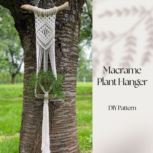 DIY Macrame plant hanger, wall plant hanger PDF Pattern, macramé pattern beginner, geometric DIY macrame, step by step, how to plant hanger