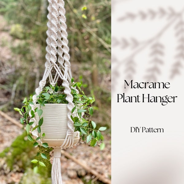 PDF pattern macrame plant hanger, half knots easy to make macramé pattern beginner, DIY macrame, step by step, how to plant hanger