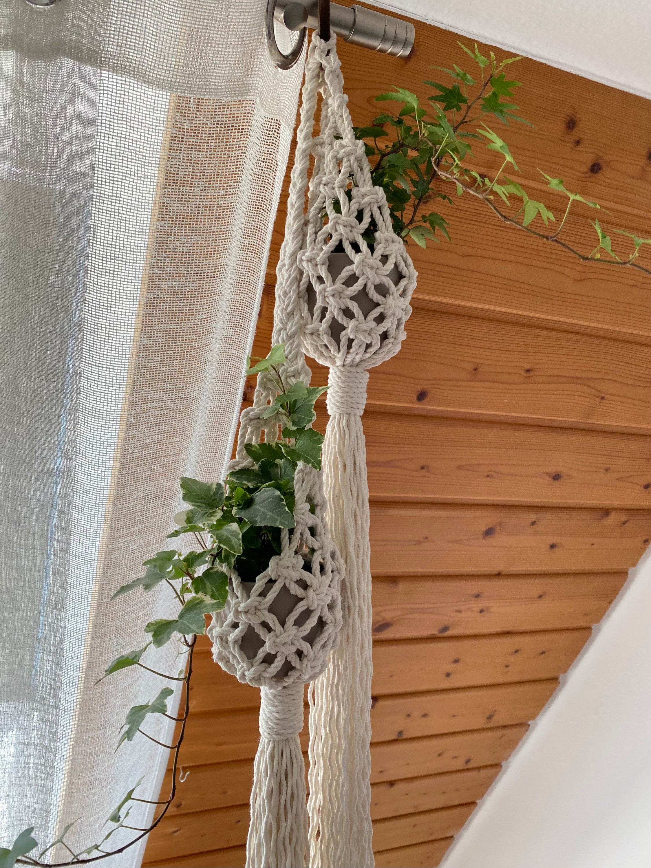 Macrame Pod SET of 2 Macrame Patterns, Macrame Double Pod Planter, Macrame Plant ...