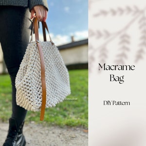 Macrame Bag PDF Pattern, Market Bag DIY, Modern Boho Purse, Handbag Pattern, Macrame Tote Bag,Step-by-step Instructions with video tutorials