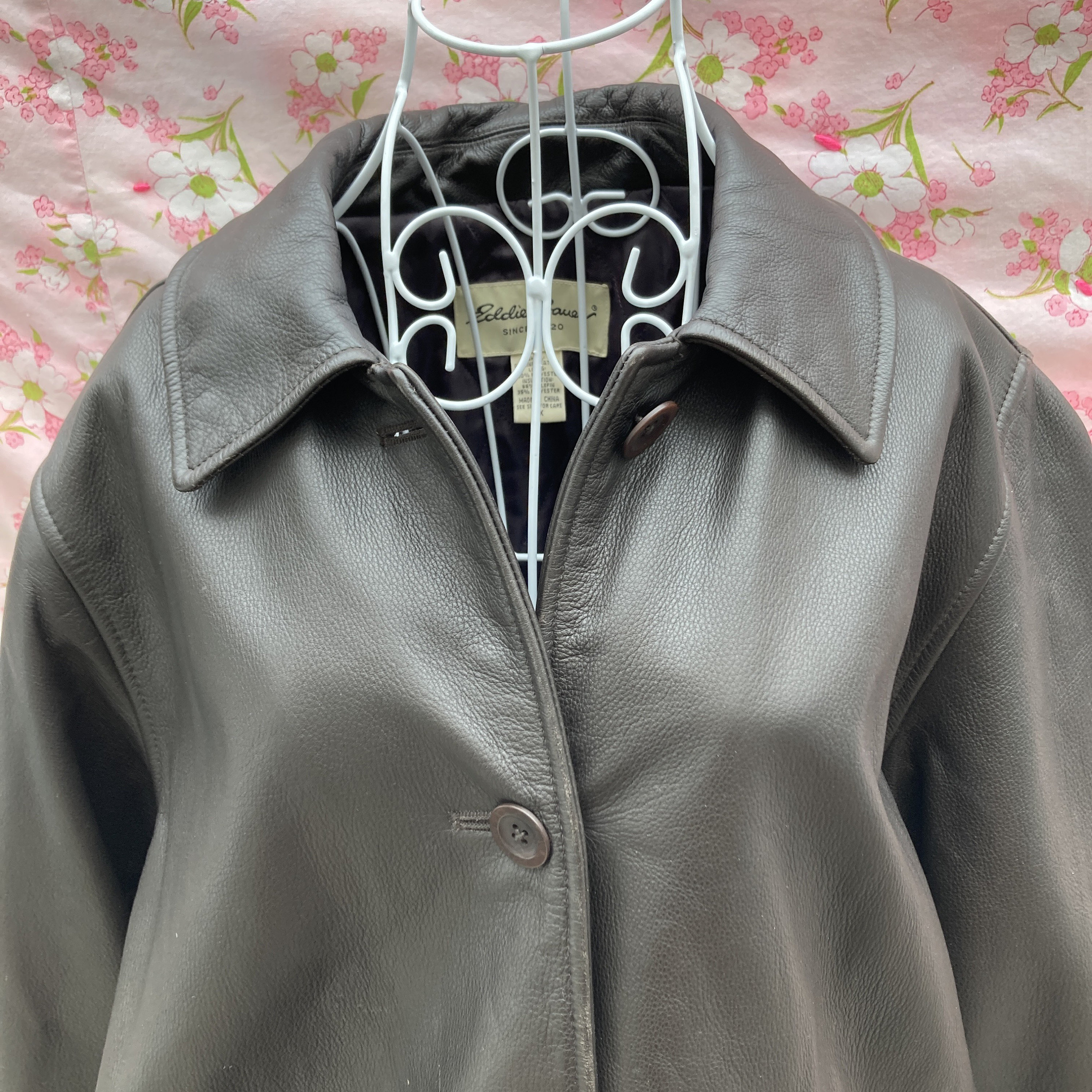 ジャケット・アウター 00s Eddie bauer short leather blouson Vintage 90s 00s Eddie Bauer Oversized Bomber Dad Black