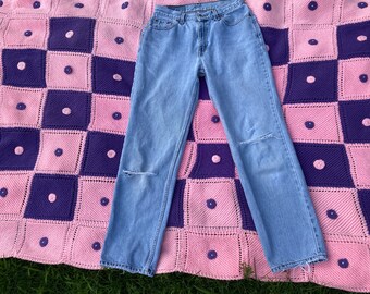 vintage Levis 512 | S" - M" | 27" - 28" | high waisted straight leg jeans 90s distressed light wash