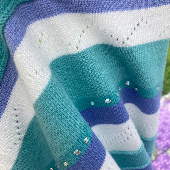Vintage vtg grandma bedazzled sweater 3/4 sleeve … - image 8