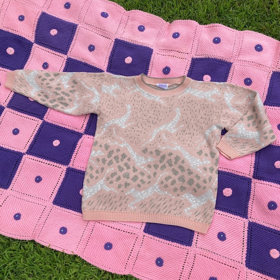Vintage 90s sparkly sweater glitter pastel pink  s