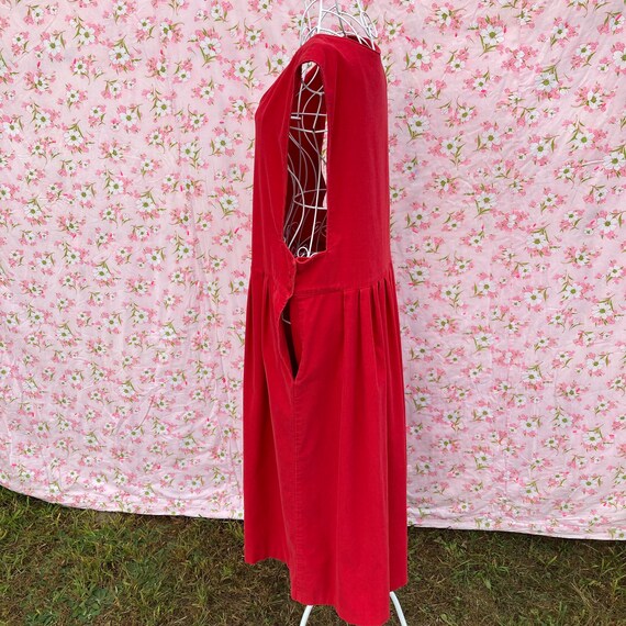 vintage red corduroy jumper dress 80s 90s cottage… - image 7