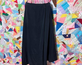 vintage 90s y2k skirt silk midi  |L|  Jones New York muted navy blue minimal