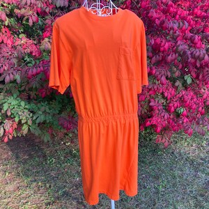 Vintage 80s dress orange t shirt shorts sleeve | M - L | drop waist Skin Deep