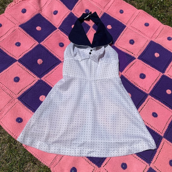 70s does 50s halter dress XS S halter polka dots … - image 2